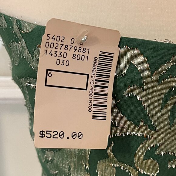 Nicole Miller Green & Silver Strapless Gown NWT - Picture 4 of 11